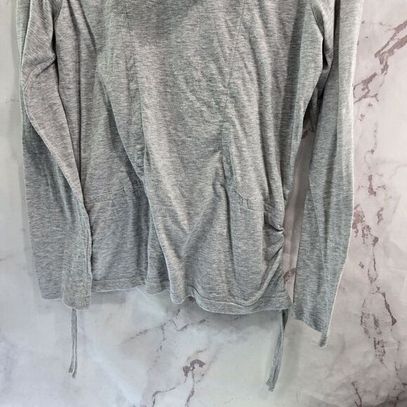 Athleta Hoodie Womens Large Zip Lightweight Shirt Hoodylicious Ruched Roll Up - Picture 8 of 14